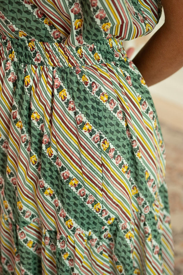 Paola Skirt in Rose Stripe — view 8