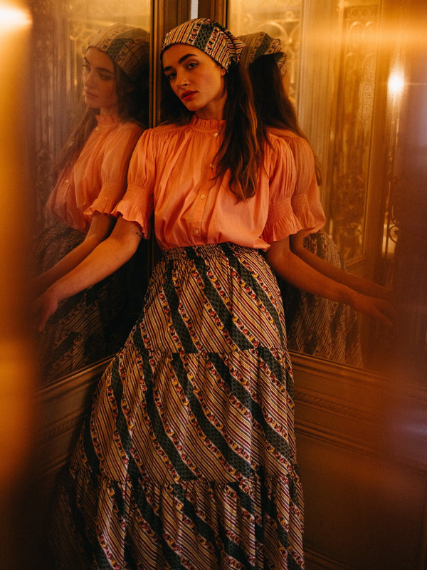 Paola Skirt in Rose Stripe — view 3