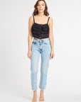 MILLE Clothing Patti Top in Black Petal Embroidery