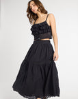 MILLE Clothing Patti Top in Black Petal Embroidery