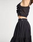 MILLE Clothing Patti Top in Black Petal Embroidery