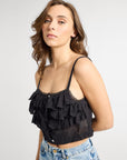 MILLE Clothing Patti Top in Black Petal Embroidery