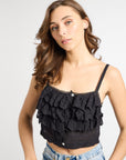 MILLE Clothing Patti Top in Black Petal Embroidery