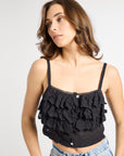 MILLE Clothing Patti Top in Black Petal Embroidery