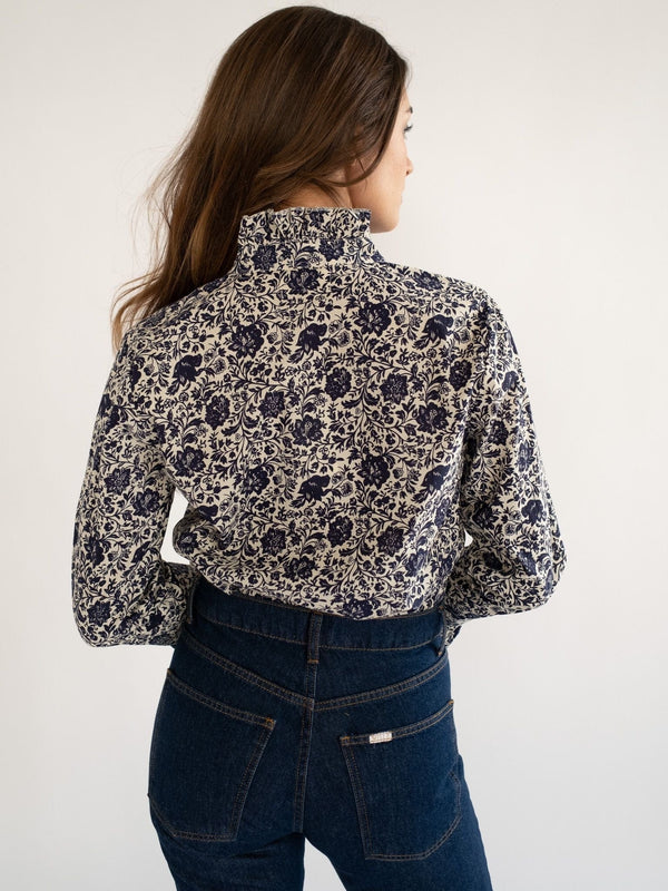 Phoebe Top in Indigo Floral — view 7