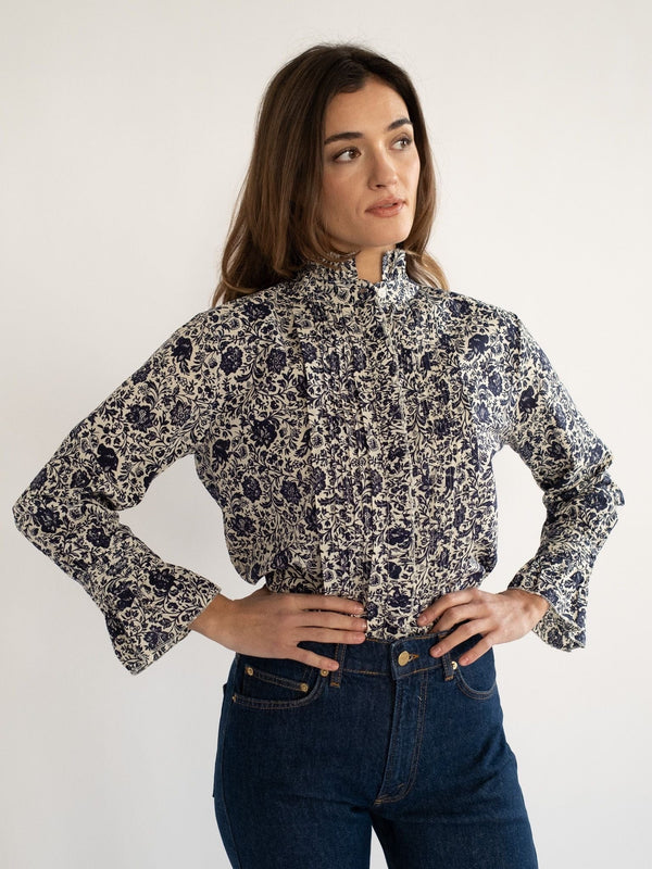 Phoebe Top in Indigo Floral — view 11