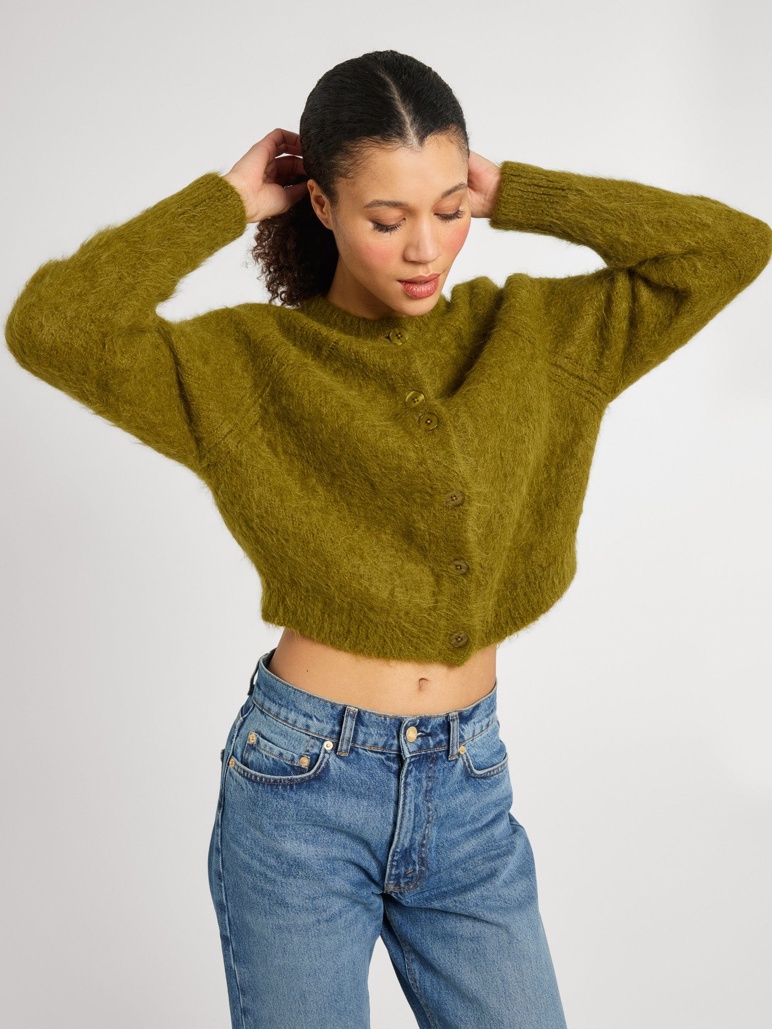 TOWN CRAFT Cardigan Reprint Model (Thick M Acrylic Green