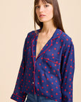 MILLE Clothing Reese Top in Navy Dot