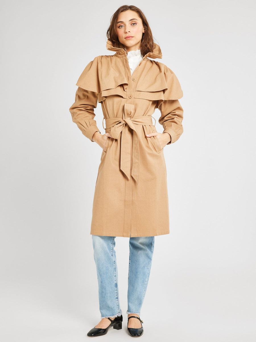 ジャケット・アウター herlipto Gabardine Ruffled Trench Coat herlipto Gabardine Ruffled Trench Coat
