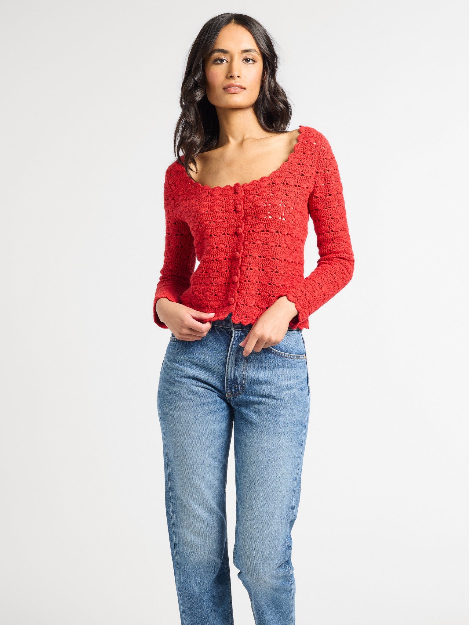 MILLE Clothing Rosie Cardigan in Cherry