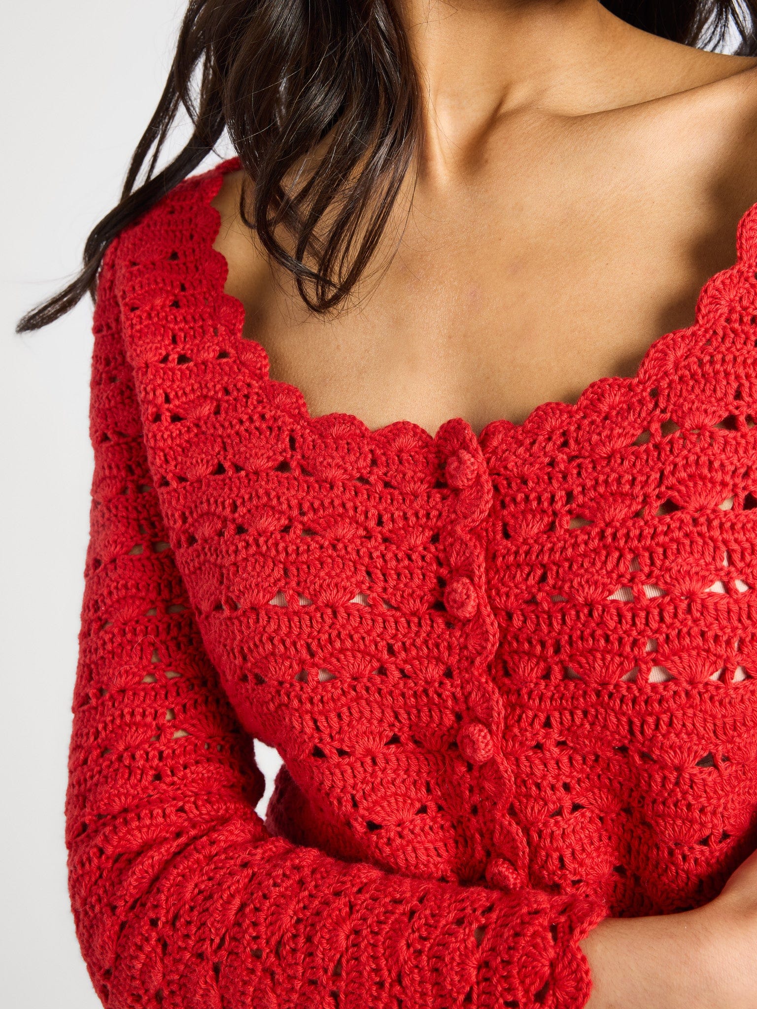 トップス Andmary Rosie flower knit tops red ANDMARY】Rosie flower knit tops