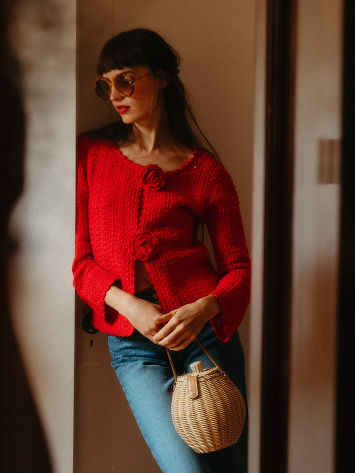 Rosita Cardigan in Scarlet