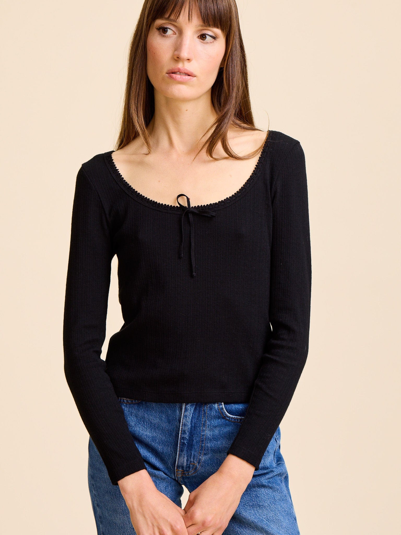 MILLE Clothing Sally Pointelle Tee in Black