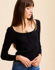 MILLE Clothing Sally Pointelle Tee in Black