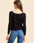 MILLE Clothing Sally Pointelle Tee in Black