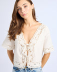 MILLE Clothing Sara Top in White Embroidered Linen