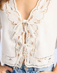 MILLE Clothing Sara Top in White Embroidered Linen