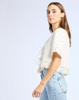 MILLE Clothing Sara Top in White Embroidered Linen