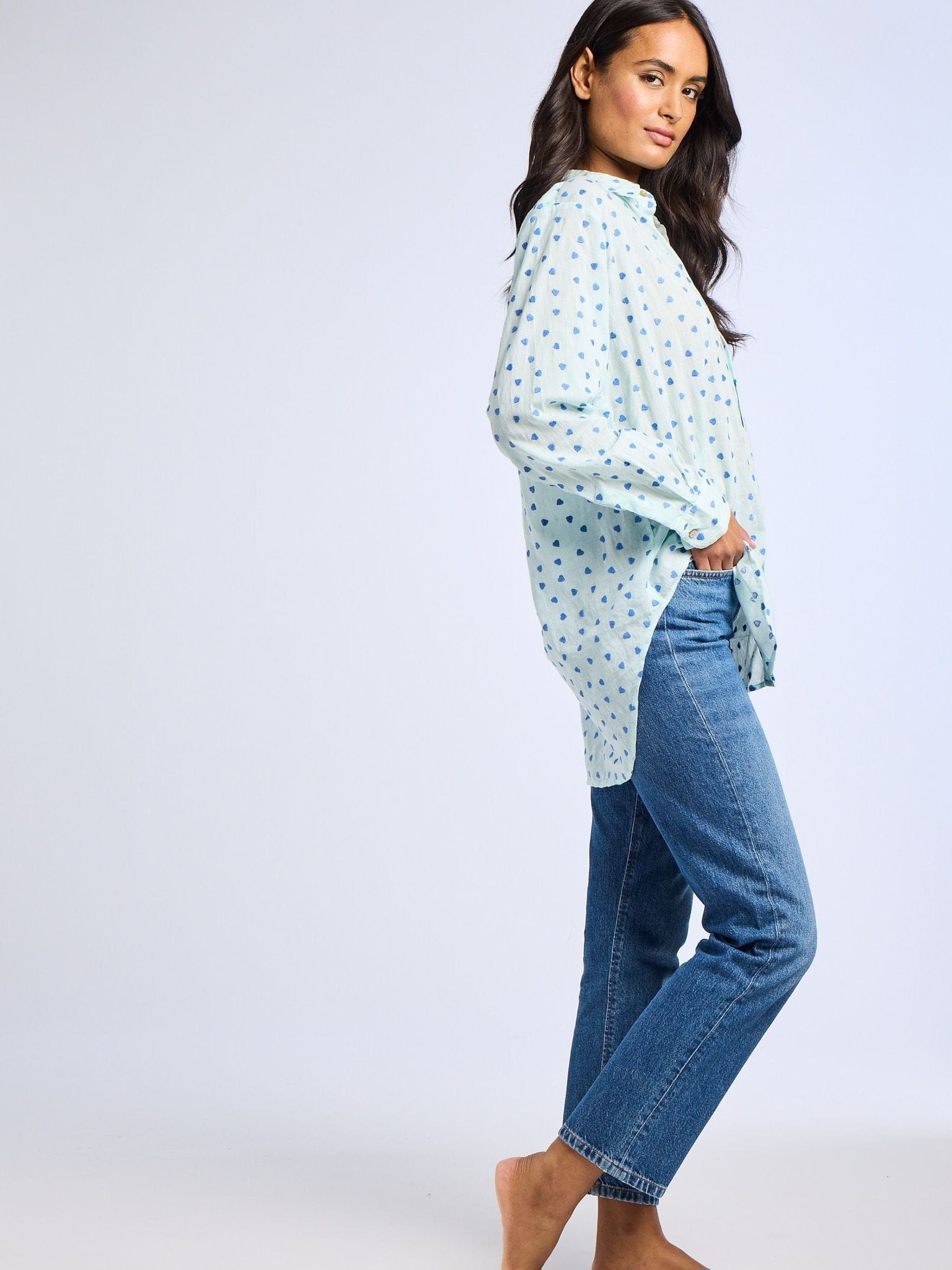 MILLE Clothing Sofia Top in Blue Hearts