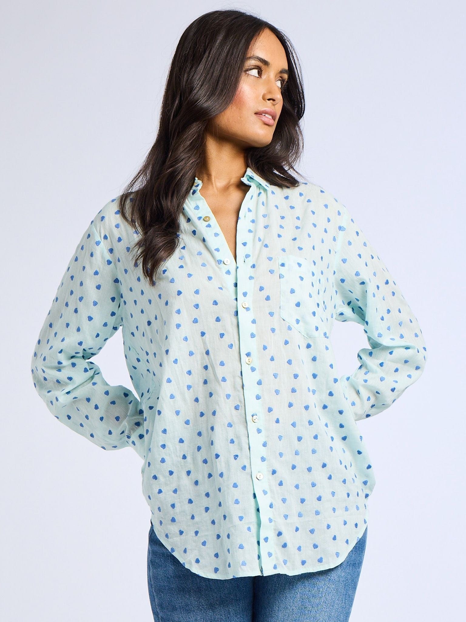MILLE Clothing Sofia Top in Blue Hearts