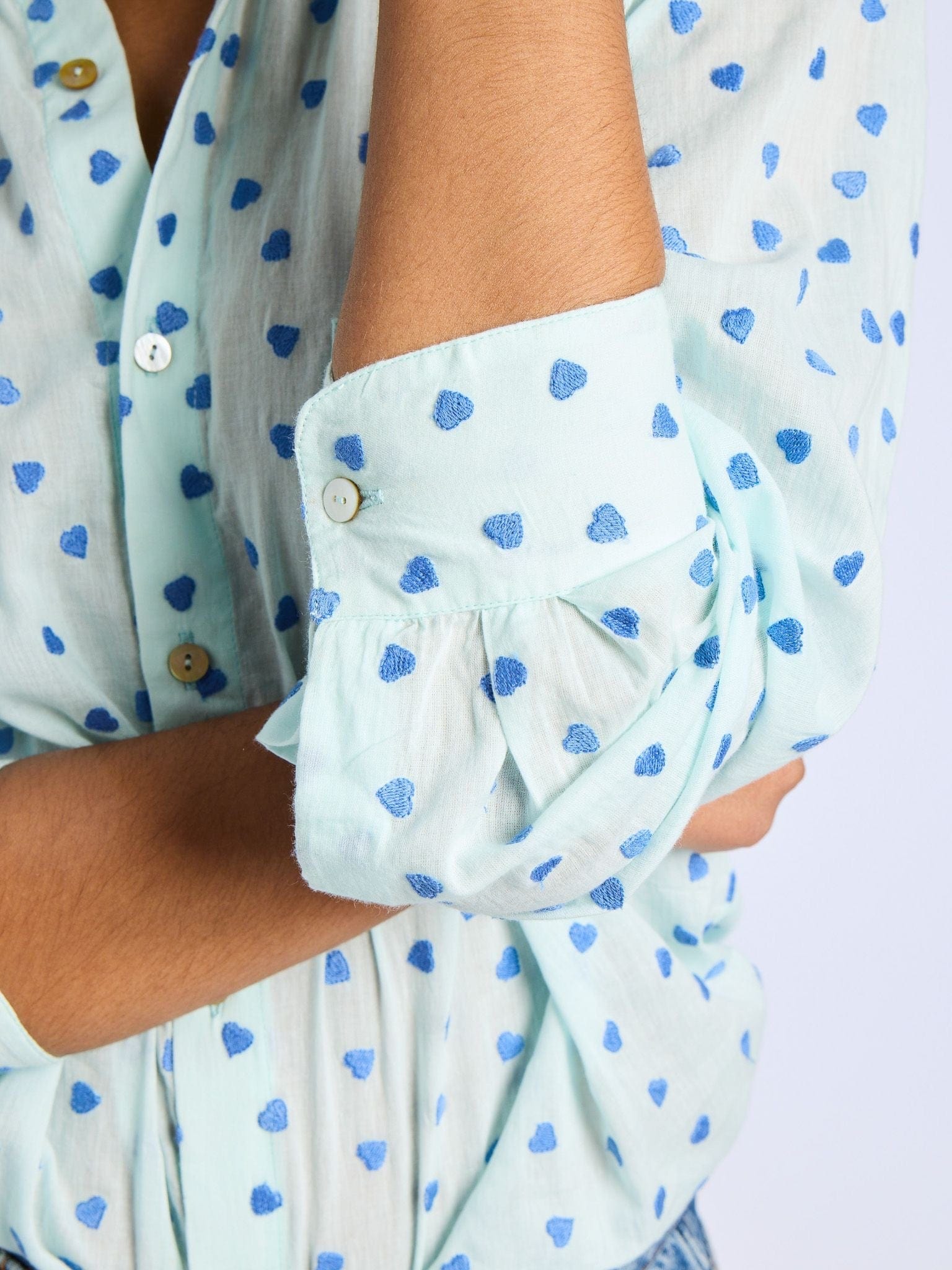 MILLE Clothing Sofia Top in Blue Hearts