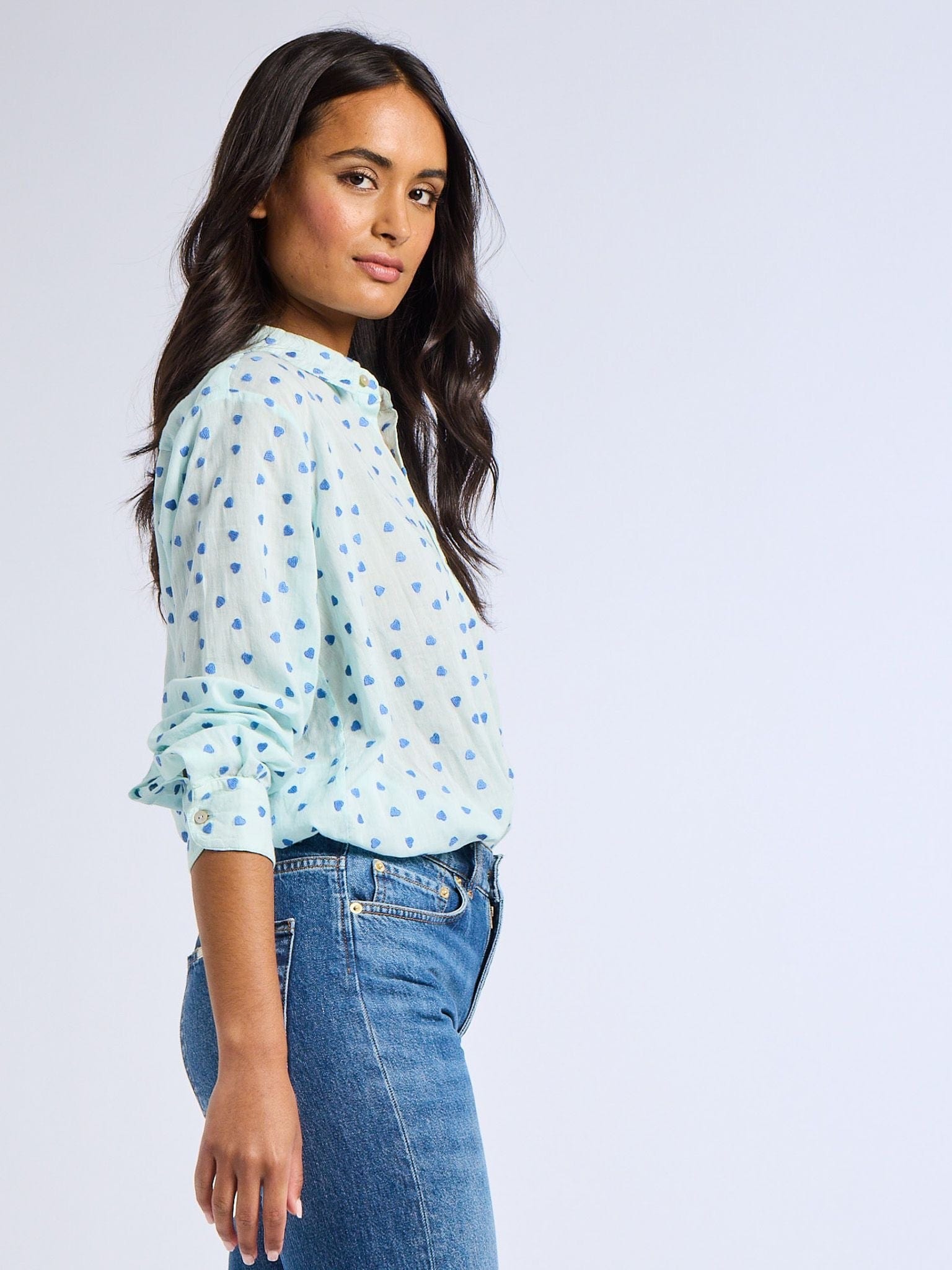 MILLE Clothing Sofia Top in Blue Hearts