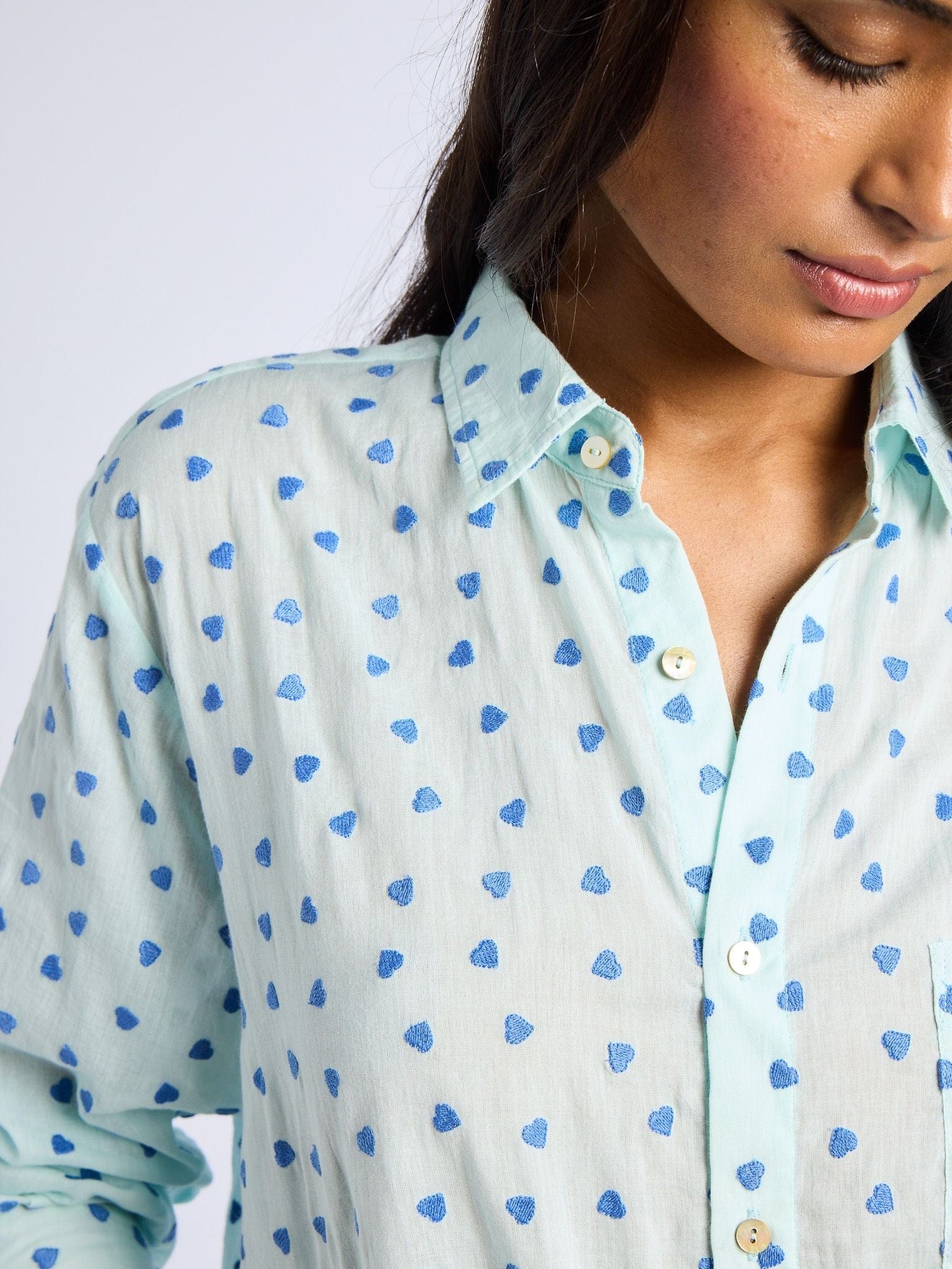 MILLE Clothing Sofia Top in Blue Hearts