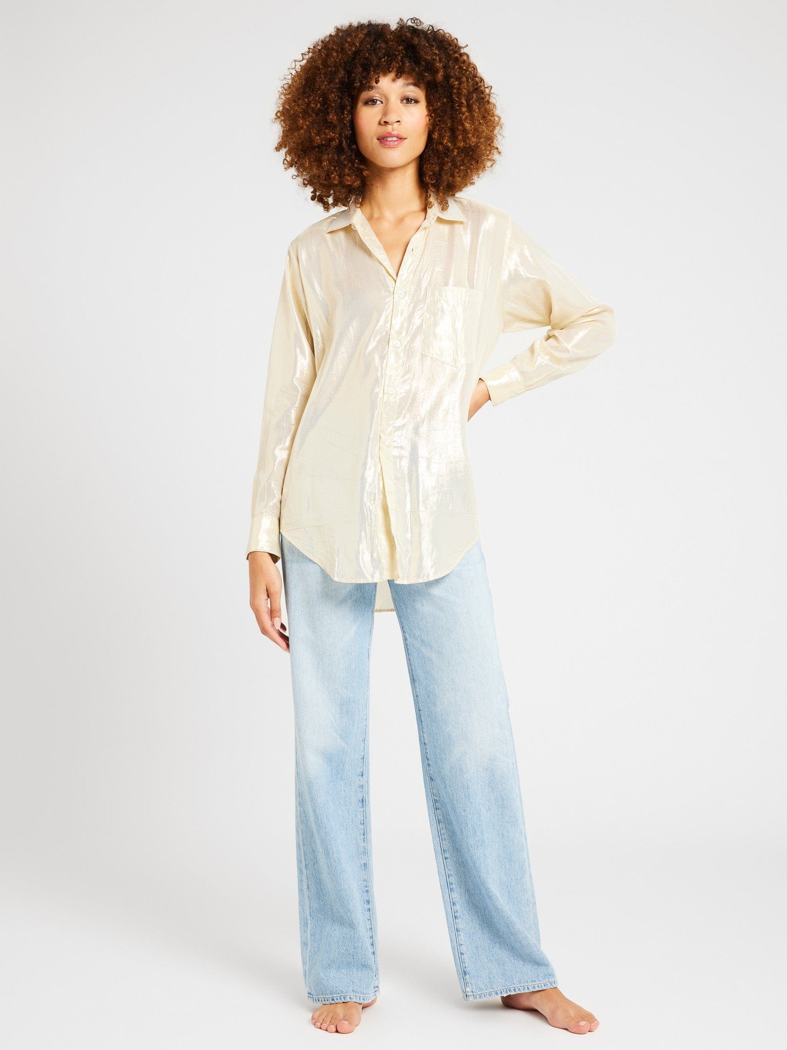 MILLE Clothing Sofia Top in Gold Lamé