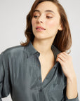 MILLE Clothing Sofia Top in Navy Washed Silk