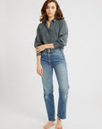 MILLE Clothing Sofia Top in Navy Washed Silk