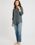 MILLE Clothing Sofia Top in Navy Washed Silk