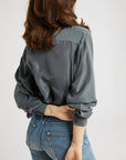 MILLE Clothing Sofia Top in Navy Washed Silk