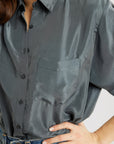 MILLE Clothing Sofia Top in Navy Washed Silk