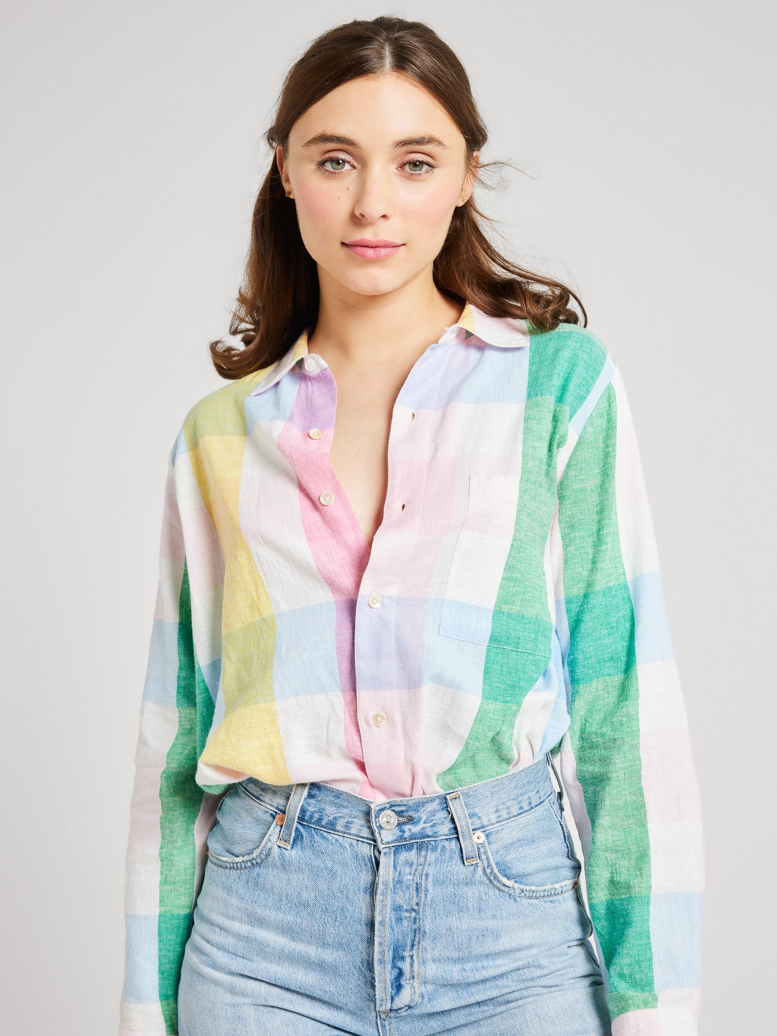 MILLE Clothing Sofia Top in Pastel Plaid