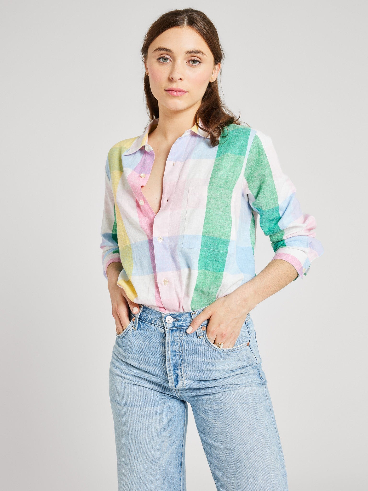 MILLE Clothing Sofia Top in Pastel Plaid