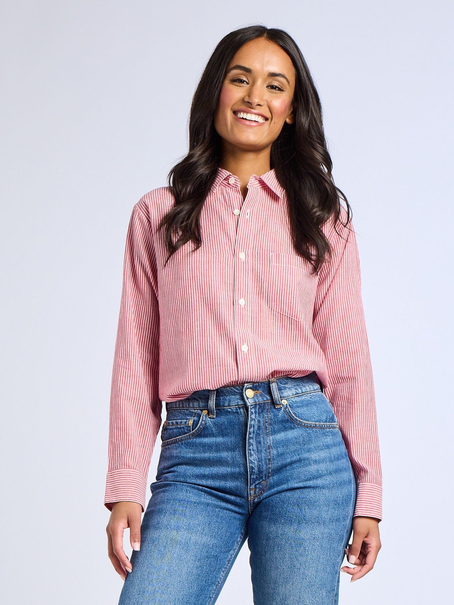 MILLE Clothing Sofia Top in Tango Stripe