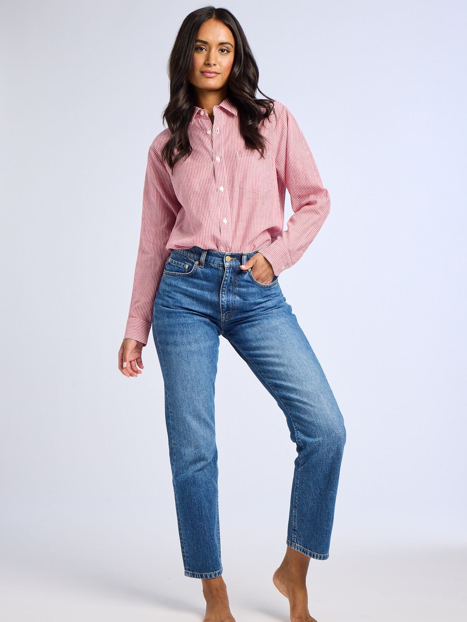 MILLE Clothing Sofia Top in Tango Stripe