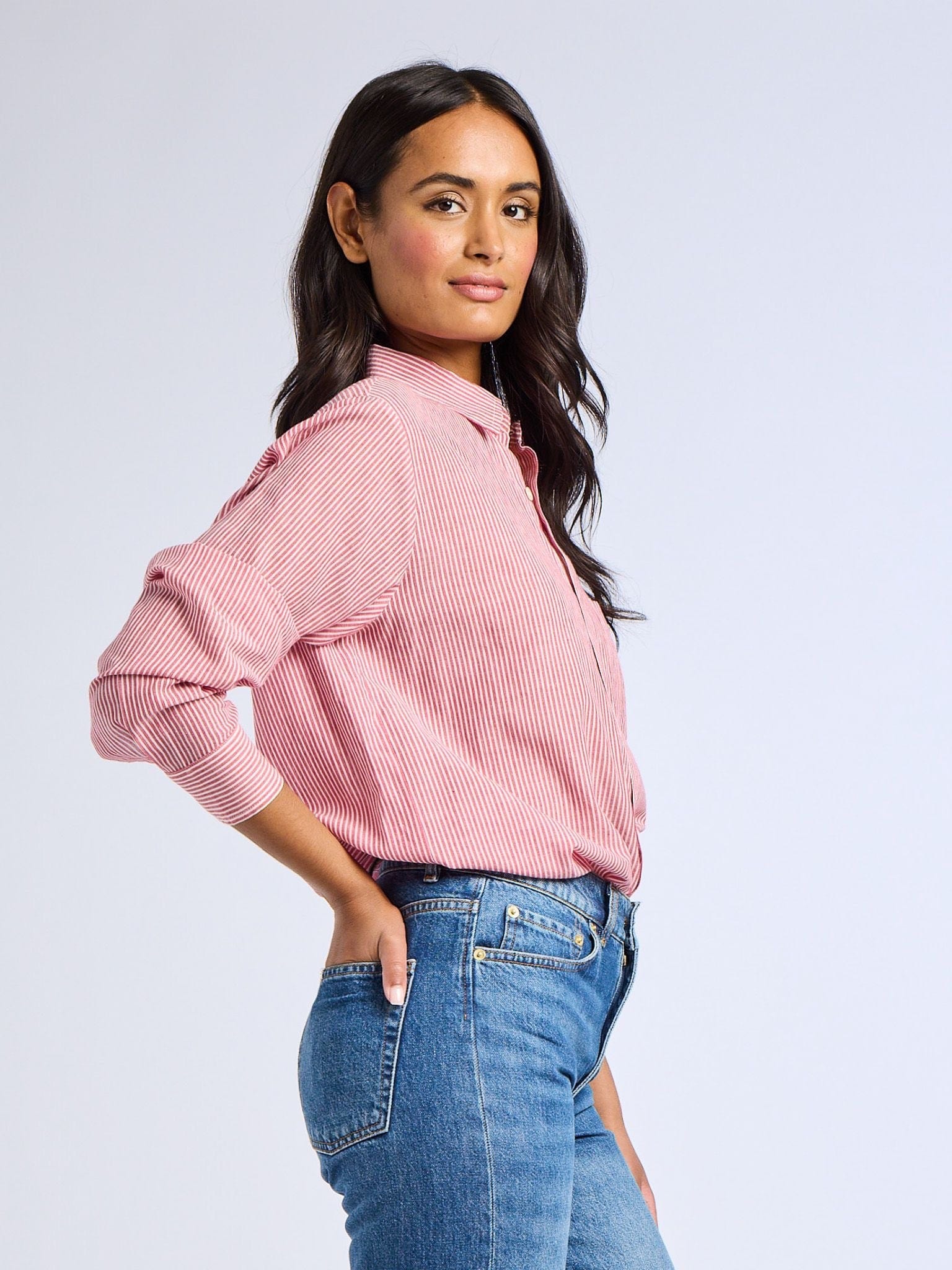 MILLE Clothing Sofia Top in Tango Stripe