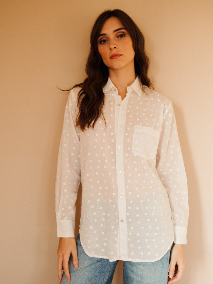 Sofia Top in White Hearts