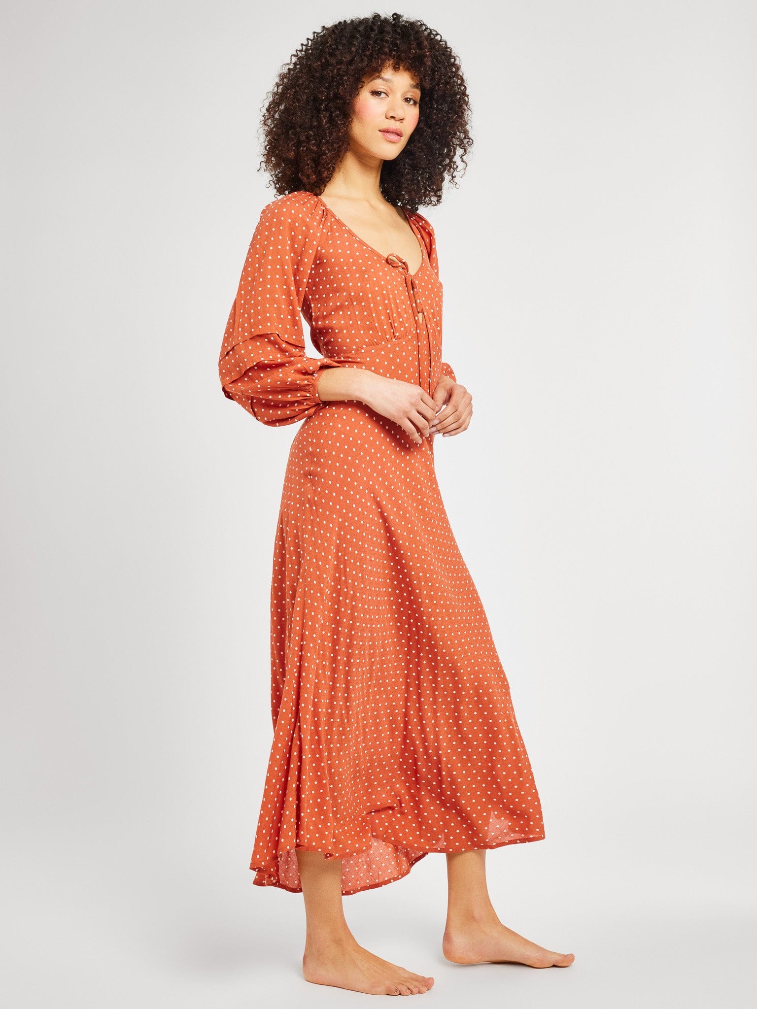 MILLE Clothing Suki Dress in Terracotta Dot