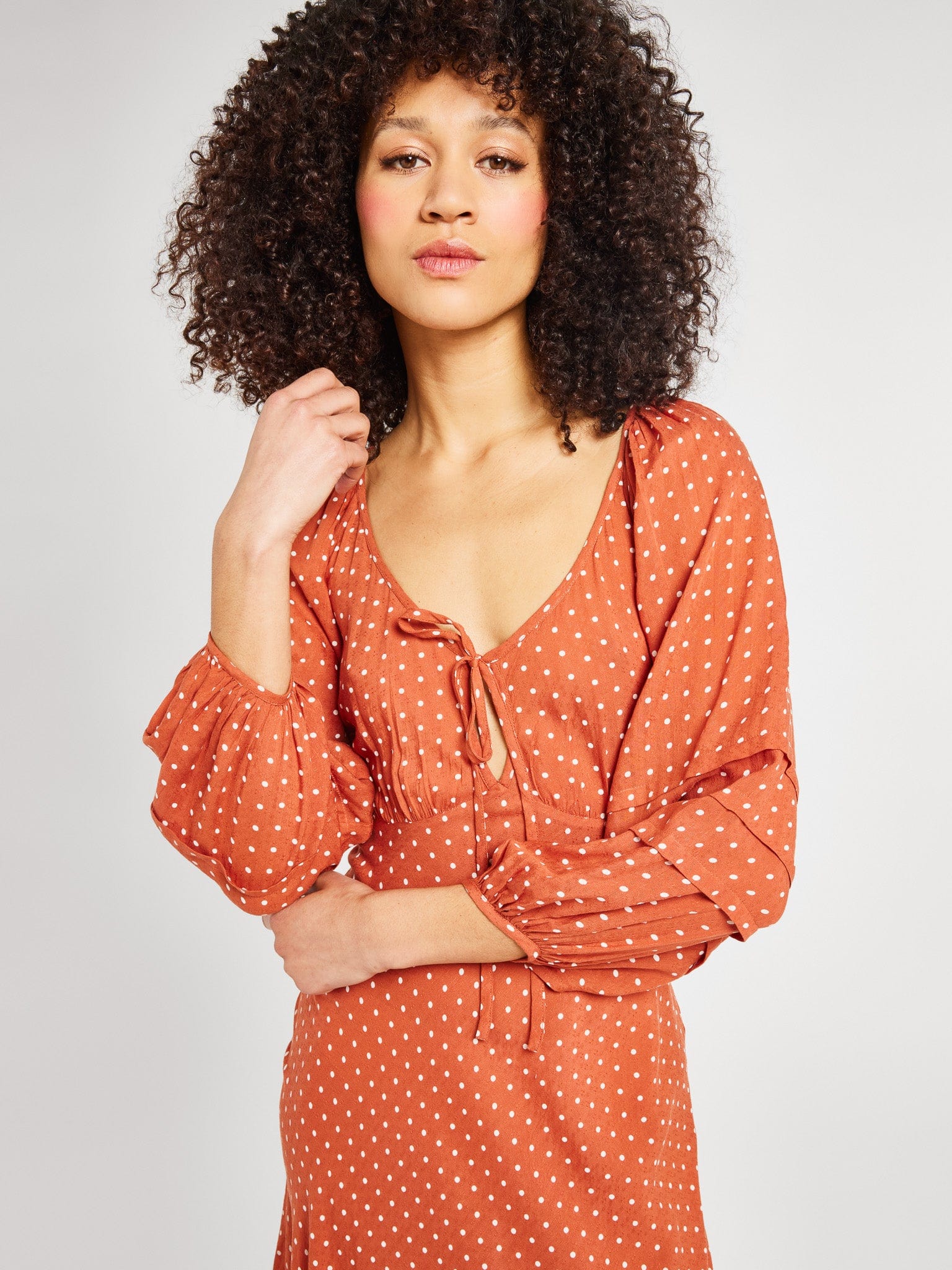 MILLE Clothing Suki Dress in Terracotta Dot