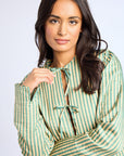 MILLE Clothing Sylvie Jacket in Almond & Green Stripe