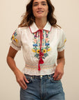MILLE Clothing Tali Top in Flora Embroidery