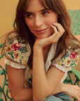 MILLE Clothing Tali Top in Flora Embroidery