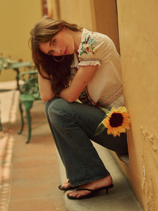 Tali Top in Flora Embroidery — view 2