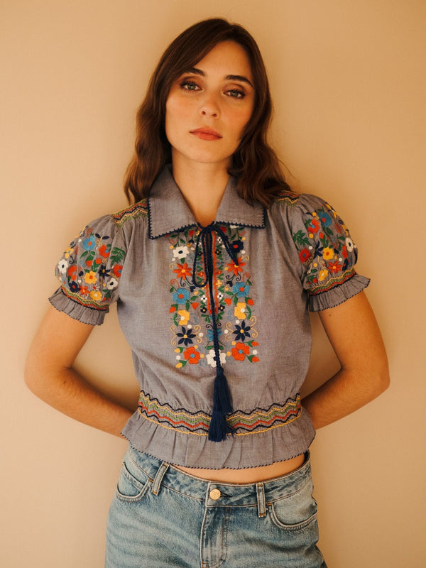 Tali Top in Garden Embroidery — view 2
