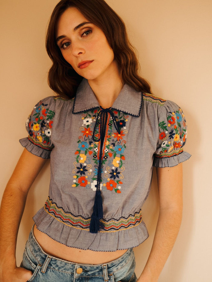 Tali Top in Garden Embroidery