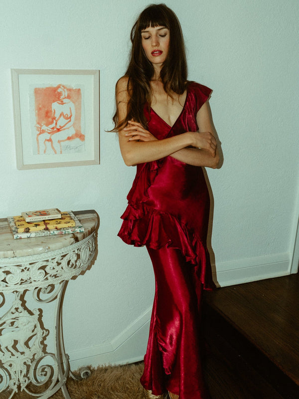 Tallulah Dress in Claret — view 1