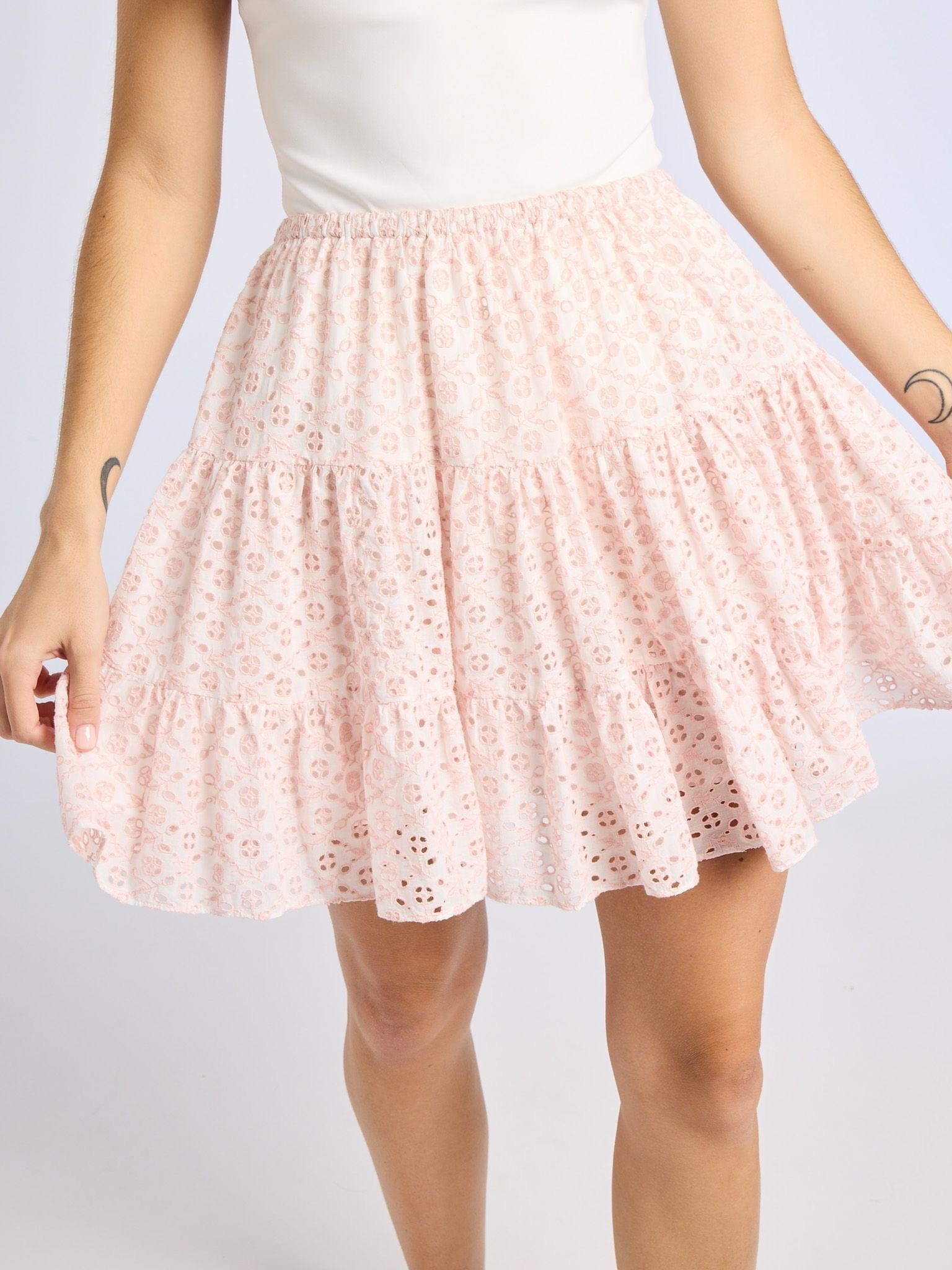 MILLE Clothing Tania Skirt in Rose Eyelet