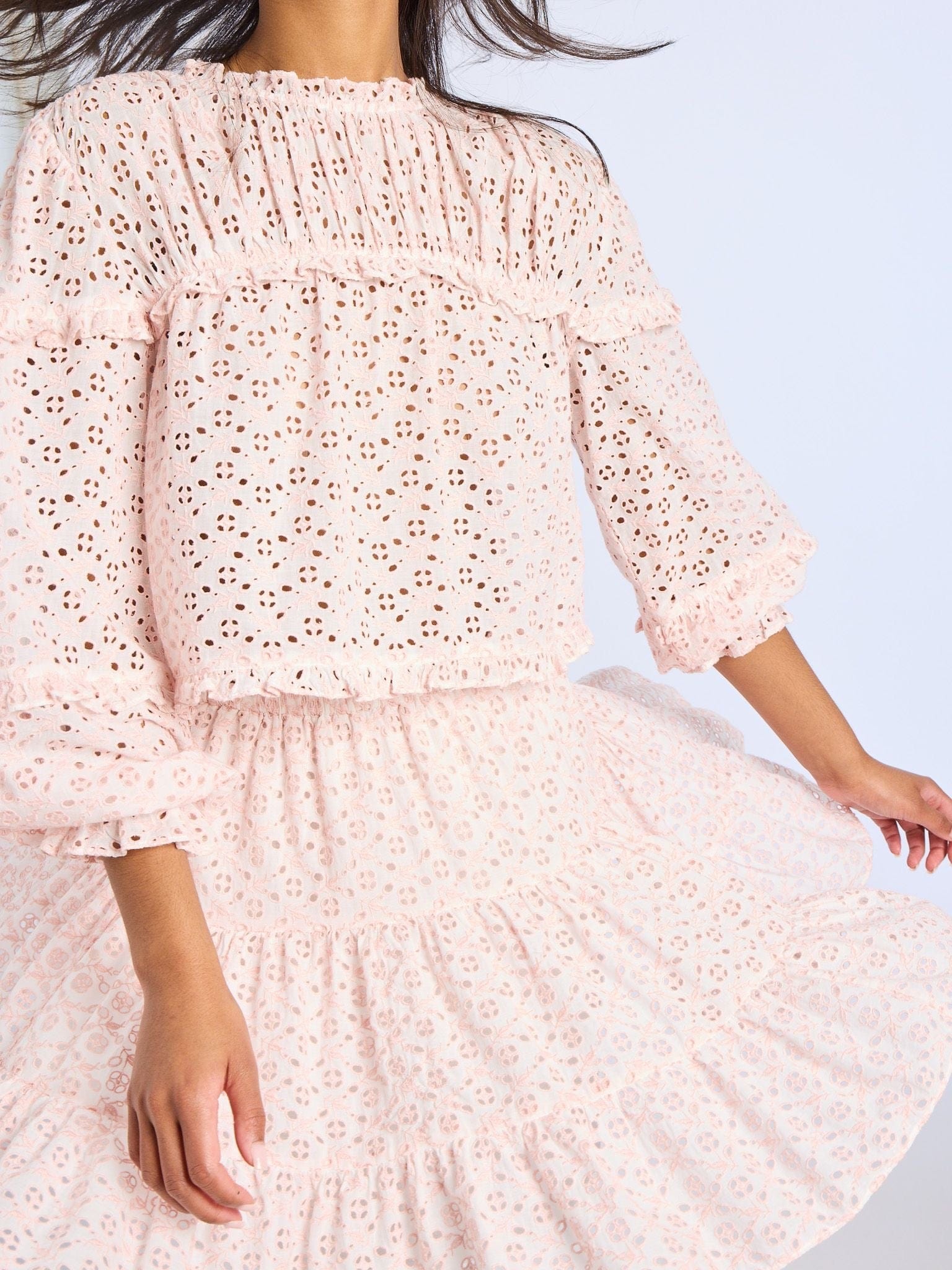 MILLE Clothing Tania Skirt in Rose Eyelet